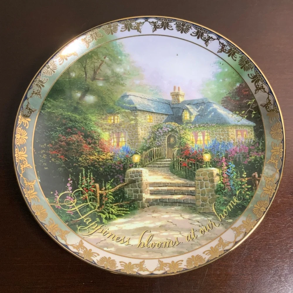 Bradford Exchange Thomas Kinkade Hollyhock House Happiness Blooms Plate 2001